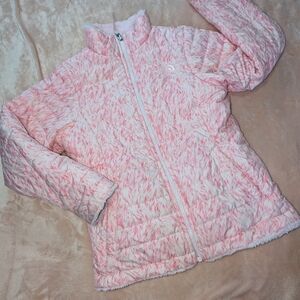 TNF Reversible Mossbud Swirl pink jacket/coat size large